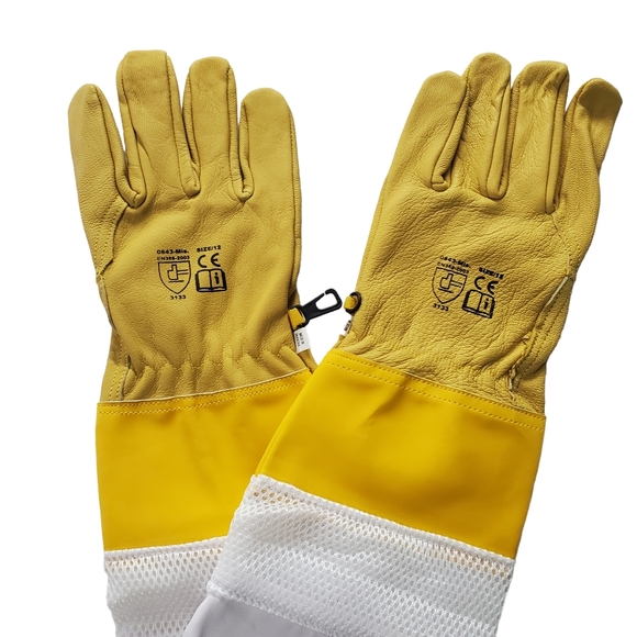 NEW Professional Beekeeping Ventilated Gloves Leather With Long Sleeves Size 2XL - Picture 6 of 9